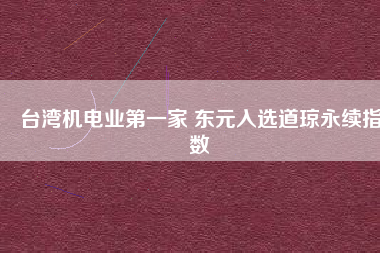 臺灣機(jī)電業(yè)第一家 東元入選道瓊永續(xù)指數(shù)