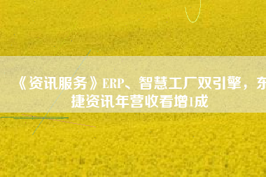 《資訊服務》ERP、智慧工廠雙引擎，東捷資訊年營收看增1成