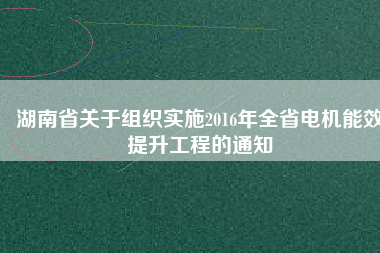 湖南省關(guān)于組織實(shí)施2016年全省電機(jī)能效提升工程的通知