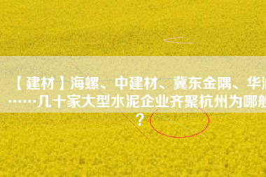 【建材】海螺、中建材、冀東金隅、華潤……幾十家大型水泥企業(yè)齊聚杭州為哪般？