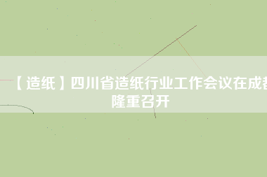 【造紙】四川省造紙行業(yè)工作會議在成都隆重召開