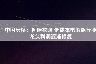 中國(guó)宏橋：柳暗花明 低成本電解鋁行業(yè)龍頭利潤(rùn)逐漸修復(fù)