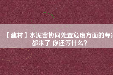 【建材】水泥窯協(xié)同處置危廢方面的專家都來了 你還等什么？