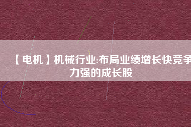 【電機(jī)】機(jī)械行業(yè):布局業(yè)績(jī)?cè)鲩L(zhǎng)快競(jìng)爭(zhēng)力強(qiáng)的成長(zhǎng)股
          