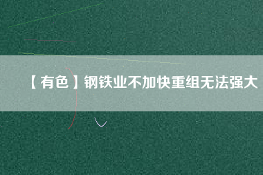 【有色】鋼鐵業(yè)不加快重組無法強(qiáng)大