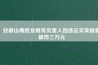 安徽山鷹紙業(yè)財(cái)務(wù)負(fù)責(zé)人因違法買賣股票被罰三萬元