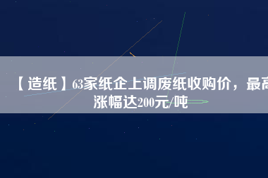 【造紙】63家紙企上調(diào)廢紙收購價，最高漲幅達200元/噸