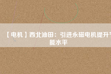 【電機(jī)】西北油田：引進(jìn)永磁電機(jī)提升節(jié)能水平
          