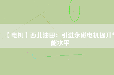 【電機(jī)】西北油田：引進(jìn)永磁電機(jī)提升節(jié)能水平
          