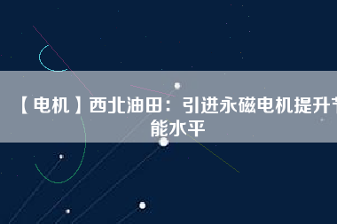 【電機(jī)】西北油田：引進(jìn)永磁電機(jī)提升節(jié)能水平
          