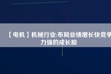 【電機(jī)】機(jī)械行業(yè):布局業(yè)績(jī)?cè)鲩L(zhǎng)快競(jìng)爭(zhēng)力強(qiáng)的成長(zhǎng)股
          