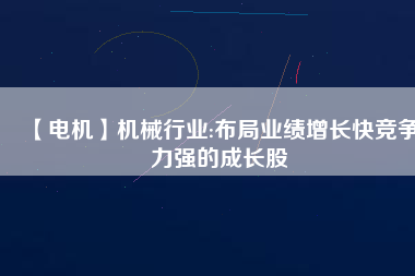 【電機(jī)】機(jī)械行業(yè):布局業(yè)績(jī)?cè)鲩L(zhǎng)快競(jìng)爭(zhēng)力強(qiáng)的成長(zhǎng)股
          