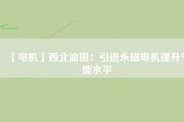 【電機(jī)】西北油田：引進(jìn)永磁電機(jī)提升節(jié)能水平
          