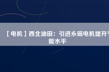 【電機(jī)】西北油田：引進(jìn)永磁電機(jī)提升節(jié)能水平
          