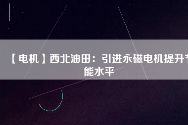 【電機(jī)】西北油田：引進(jìn)永磁電機(jī)提升節(jié)能水平
          