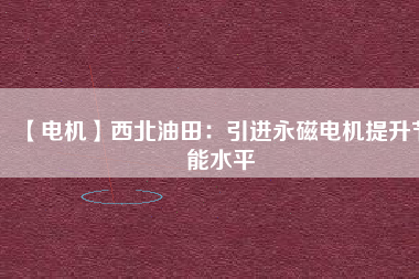 【電機(jī)】西北油田：引進(jìn)永磁電機(jī)提升節(jié)能水平
          