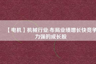 【電機(jī)】機(jī)械行業(yè):布局業(yè)績(jī)?cè)鲩L(zhǎng)快競(jìng)爭(zhēng)力強(qiáng)的成長(zhǎng)股
          