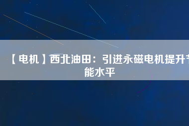 【電機(jī)】西北油田：引進(jìn)永磁電機(jī)提升節(jié)能水平
          