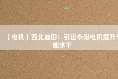 【電機(jī)】西北油田：引進(jìn)永磁電機(jī)提升節(jié)能水平
          