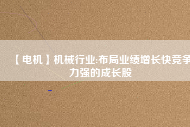 【電機(jī)】機(jī)械行業(yè):布局業(yè)績(jī)?cè)鲩L(zhǎng)快競(jìng)爭(zhēng)力強(qiáng)的成長(zhǎng)股
          