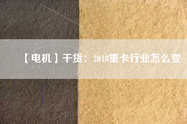 【電機(jī)】干貨：2018重卡行業(yè)怎么變
          