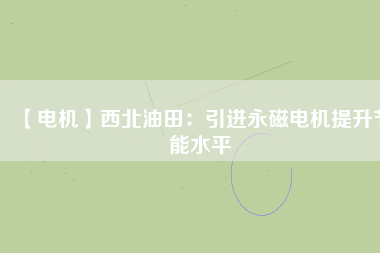 【電機(jī)】西北油田：引進(jìn)永磁電機(jī)提升節(jié)能水平
          