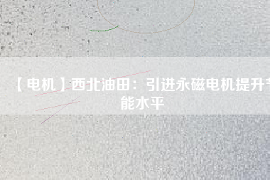 【電機(jī)】西北油田：引進(jìn)永磁電機(jī)提升節(jié)能水平
          