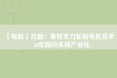 【電機(jī)】呂超：泰特發(fā)力輪轂電機(jī)技術(shù) 2018年國內(nèi)實(shí)現(xiàn)產(chǎn)業(yè)化
          