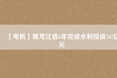 【電機(jī)】黑龍江省5年完成水利投資767億元
          