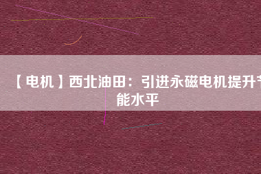 【電機(jī)】西北油田：引進(jìn)永磁電機(jī)提升節(jié)能水平
          