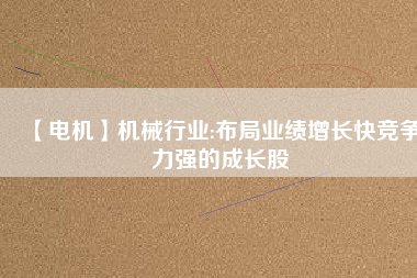 【電機(jī)】機(jī)械行業(yè):布局業(yè)績(jī)?cè)鲩L(zhǎng)快競(jìng)爭(zhēng)力強(qiáng)的成長(zhǎng)股
          