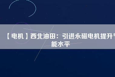 【電機(jī)】西北油田：引進(jìn)永磁電機(jī)提升節(jié)能水平
          