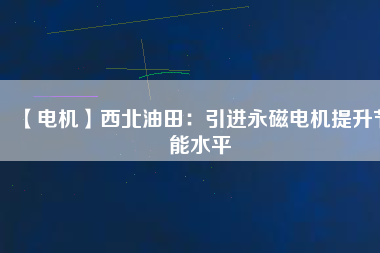 【電機(jī)】西北油田：引進(jìn)永磁電機(jī)提升節(jié)能水平
          