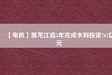 【電機(jī)】黑龍江省5年完成水利投資767億元
          