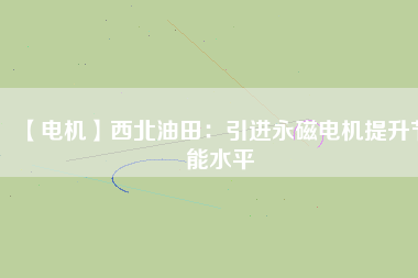 【電機(jī)】西北油田：引進(jìn)永磁電機(jī)提升節(jié)能水平
          