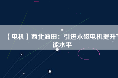 【電機(jī)】西北油田：引進(jìn)永磁電機(jī)提升節(jié)能水平
          