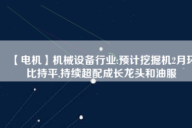 【電機(jī)】機(jī)械設(shè)備行業(yè):預(yù)計(jì)挖掘機(jī)2月環(huán)比持平,持續(xù)超配成長龍頭和油服
          