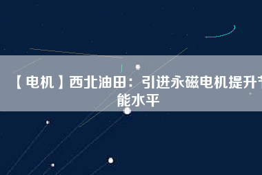 【電機(jī)】西北油田：引進(jìn)永磁電機(jī)提升節(jié)能水平
          