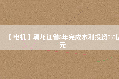 【電機(jī)】黑龍江省5年完成水利投資767億元
          