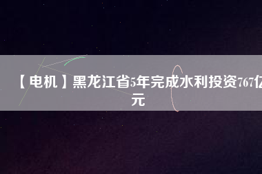 【電機(jī)】黑龍江省5年完成水利投資767億元
          