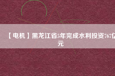 【電機(jī)】黑龍江省5年完成水利投資767億元
          