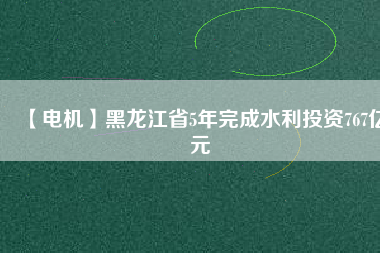 【電機(jī)】黑龍江省5年完成水利投資767億元
          