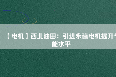 【電機(jī)】西北油田：引進(jìn)永磁電機(jī)提升節(jié)能水平
          