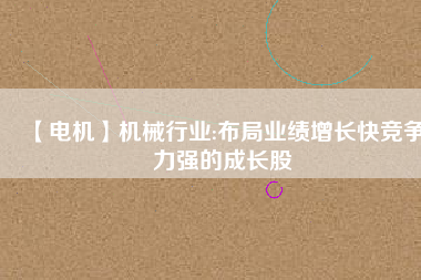 【電機(jī)】機(jī)械行業(yè):布局業(yè)績(jī)?cè)鲩L(zhǎng)快競(jìng)爭(zhēng)力強(qiáng)的成長(zhǎng)股
          